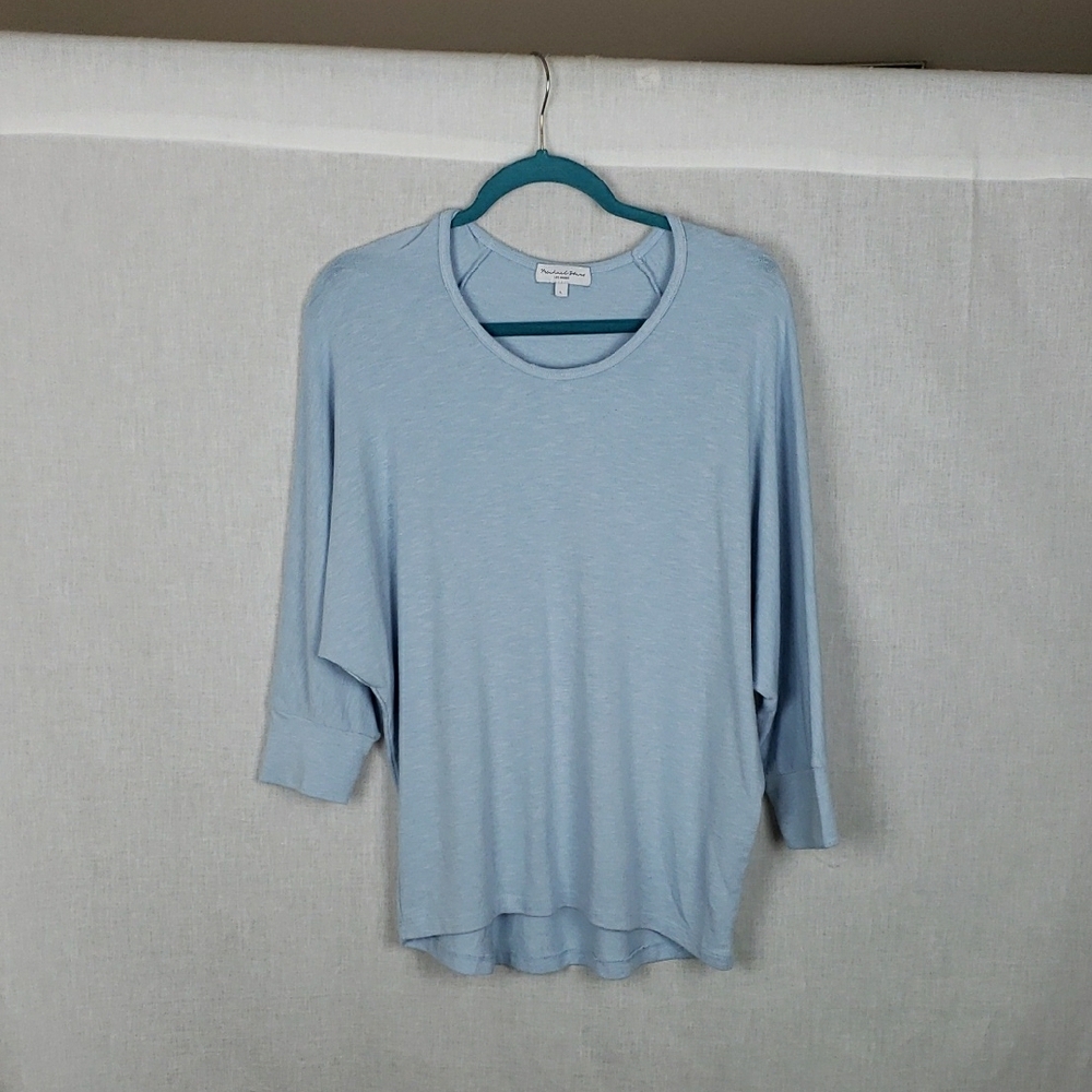 Michael Stars Blouse Heather Blue Slub Dolman Sleeves Top‎ Large Casual Comfort